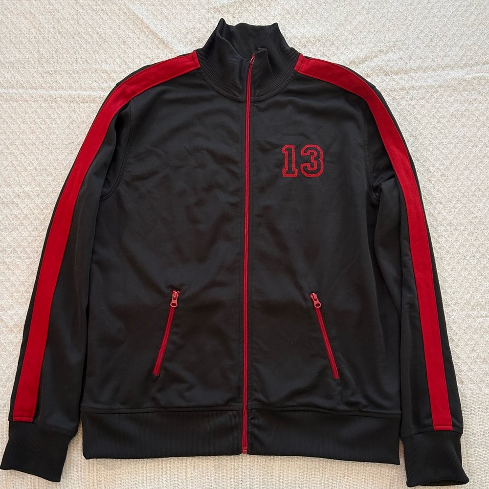 Vintage Lucky Brand Red and Black Track Zip Up Jacket